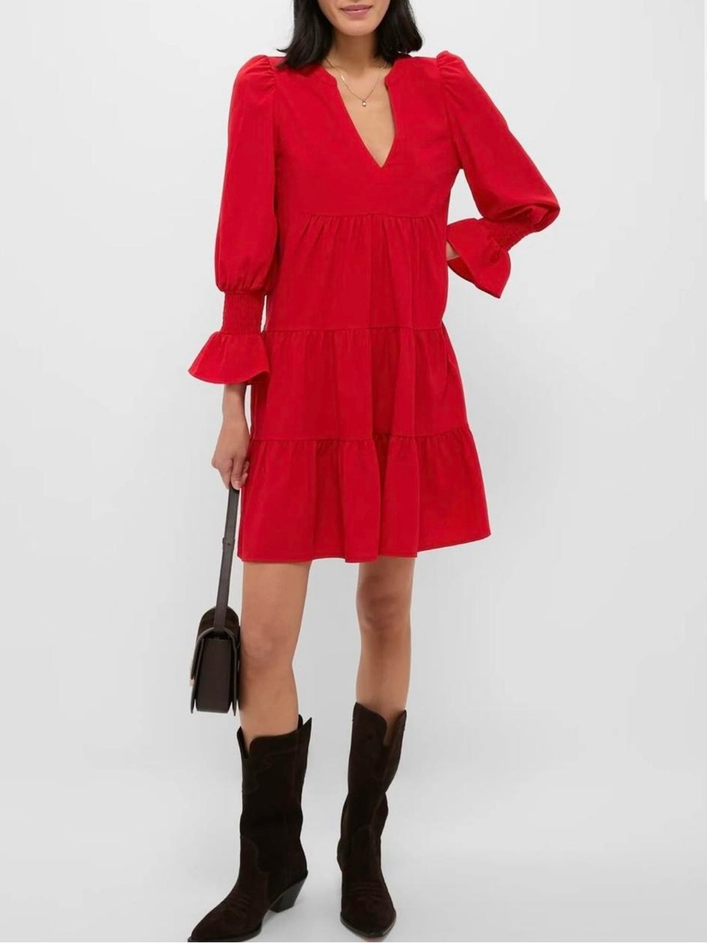 POMANDER PLACE Red Crepe Kenzo Mini Dress.